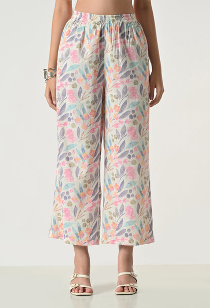 Multicolor Floral Printed Regular Fit Palazzo for Women