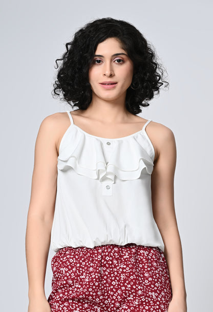 Solid White Sleeveless Top for Women