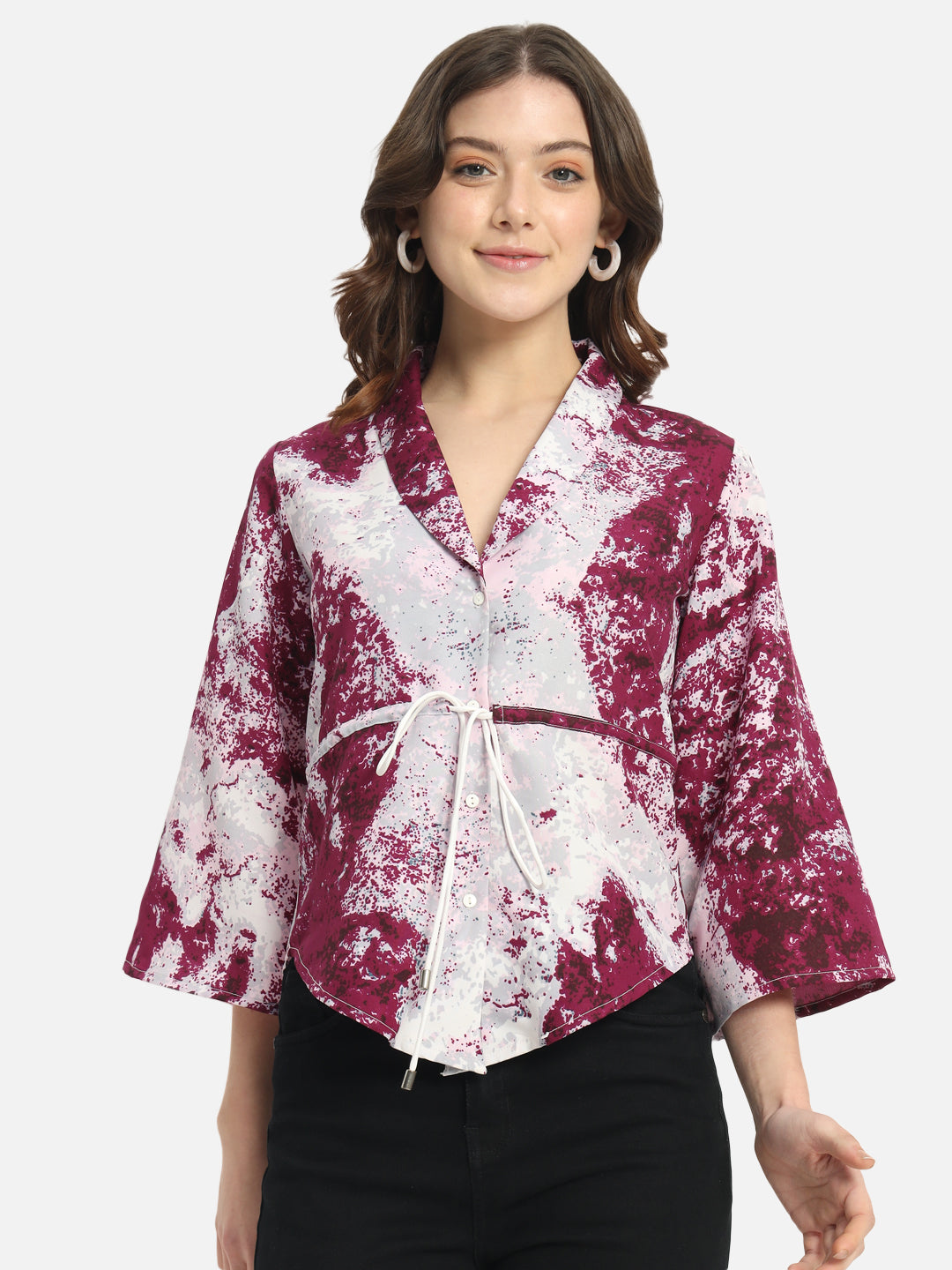 Multicolor Tie & Dye Collar Neck Top for Women