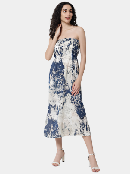 Tie-Dye Sleeveless Tube Dress for Women