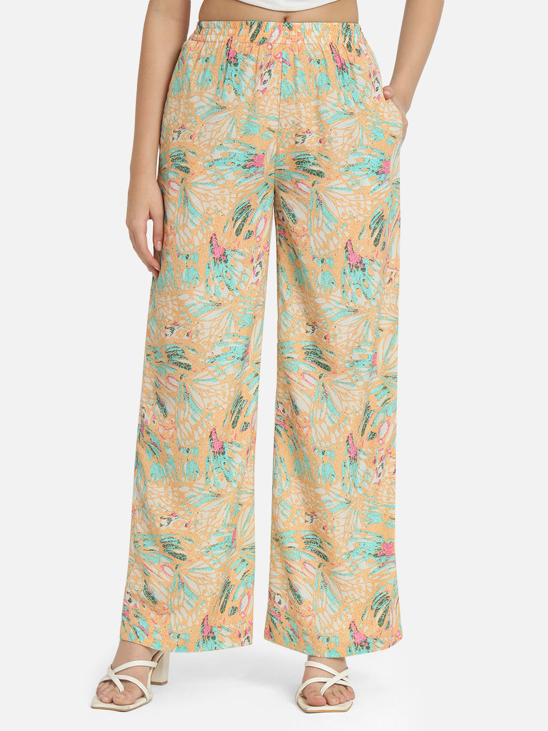 Multicolor Floral Regular Fit Straight Palazzo for Women