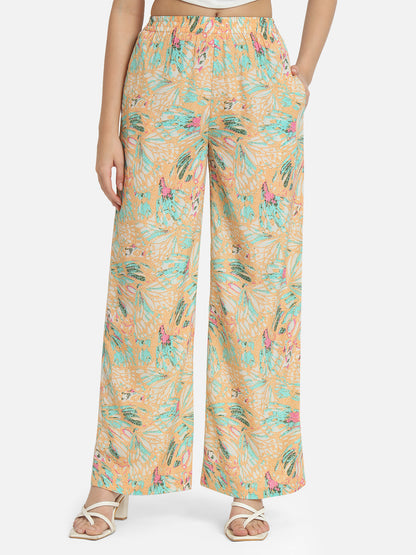 Multicolor Floral Regular Fit Straight Palazzo for Women