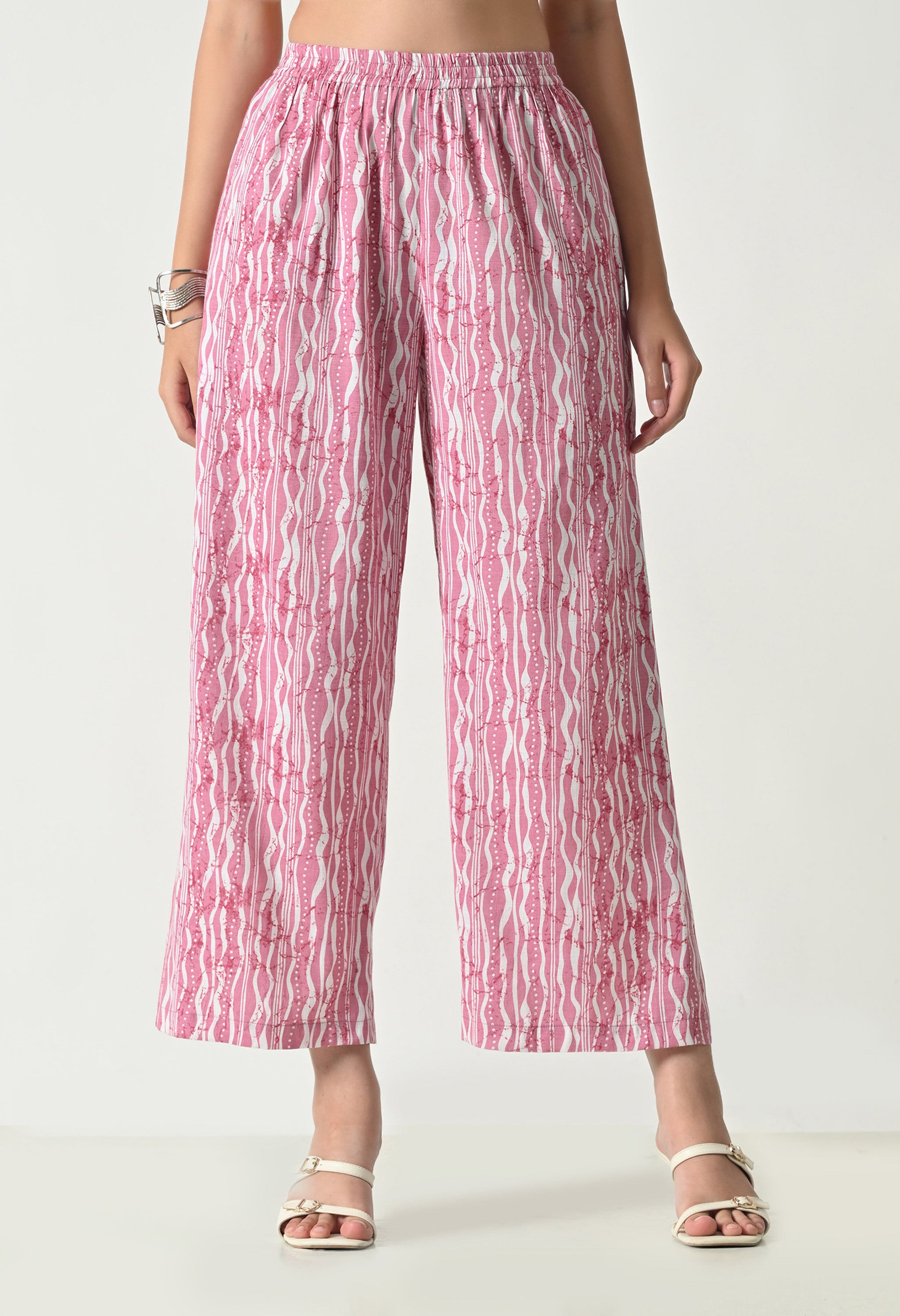 Pink Floral Printed Regular Fit Palazzo for Women