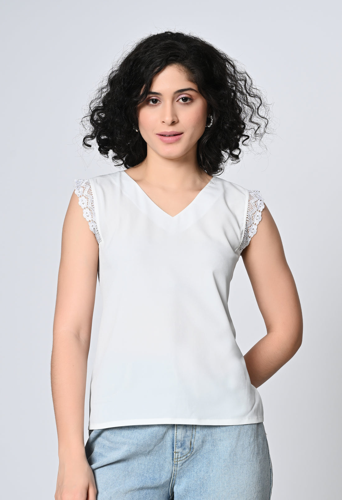 White Solid Top for Women