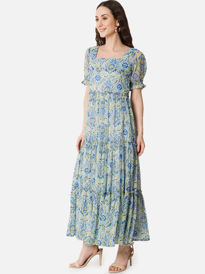 Floral Half Sleeve Ankle Length Dress for Women