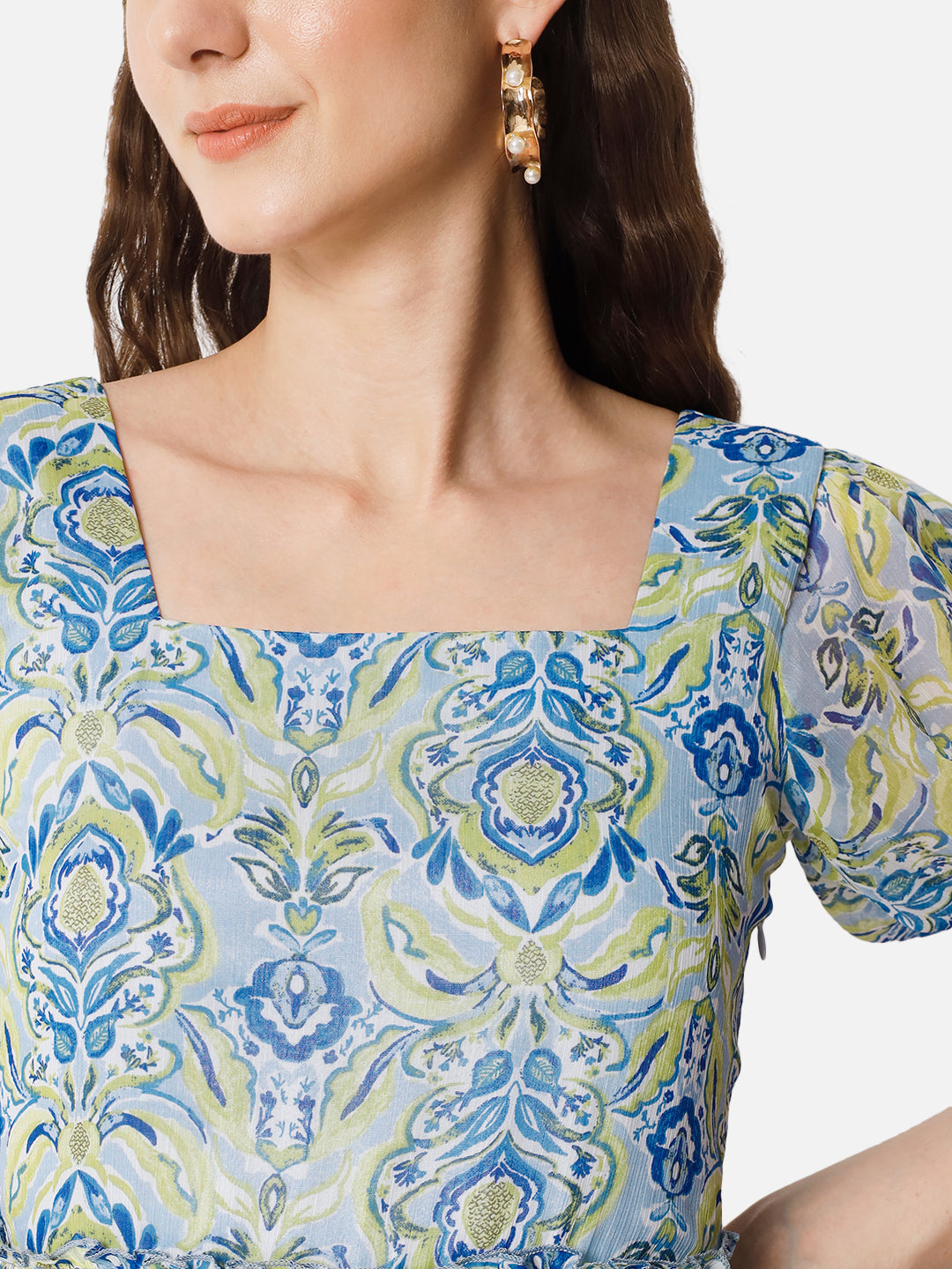 Floral Half Sleeve Ankle Length Dress for Women