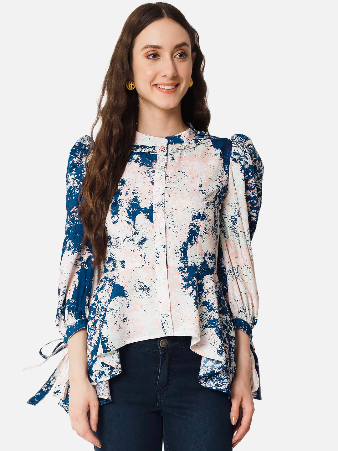 Multicolor Tie-Dye 3/4 Sleeve Top for Women