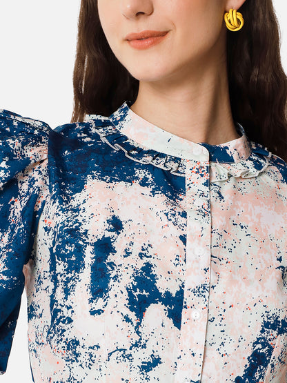 Multicolor Tie-Dye 3/4 Sleeve Top for Women