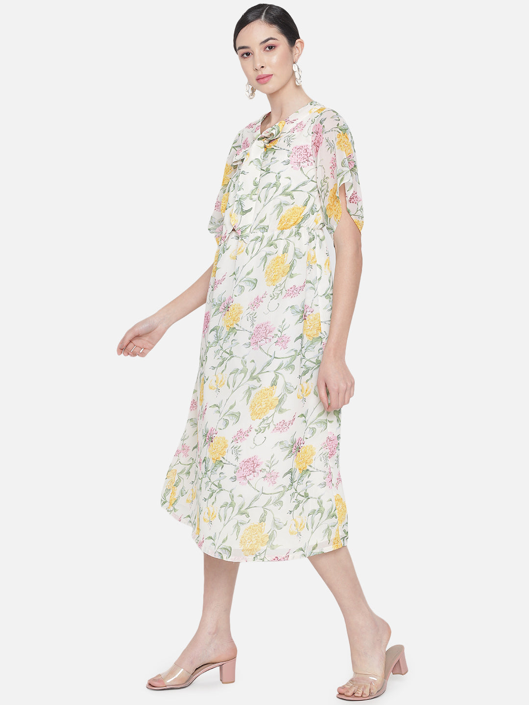 Multicolor Floral Poly Georgette Dress for Women
