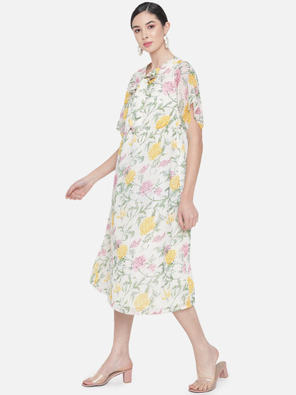 Multicolor Floral Poly Georgette Dress for Women