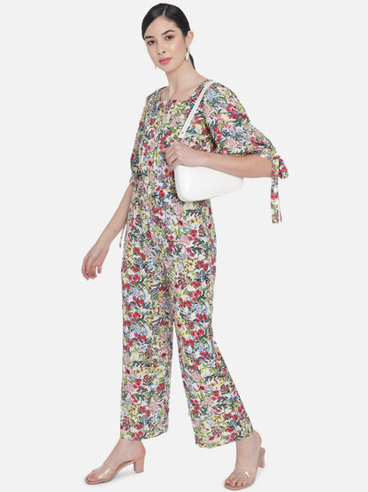 Multicolor Floral Square Neck Jumpsuit for Women