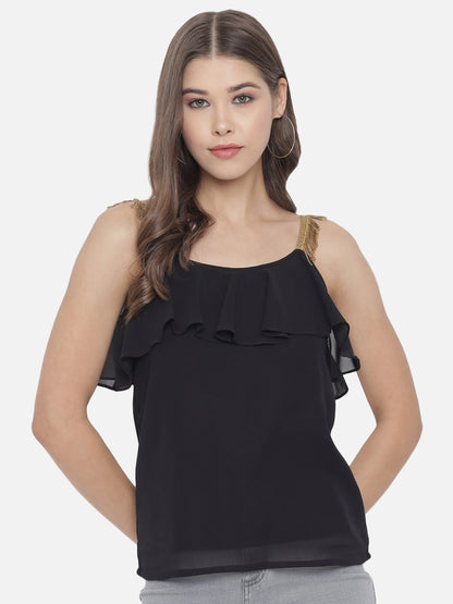 Solid Sleeveless Poly Georgette Top for Women