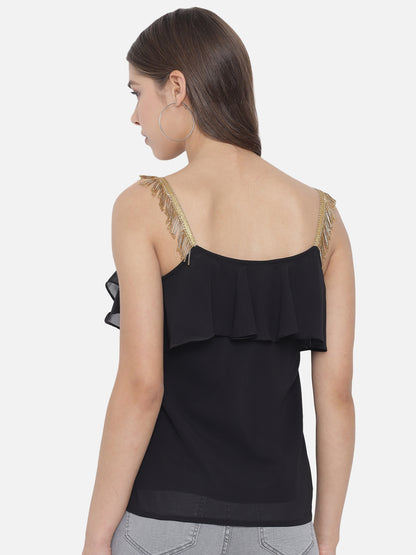 Solid Sleeveless Poly Georgette Top for Women