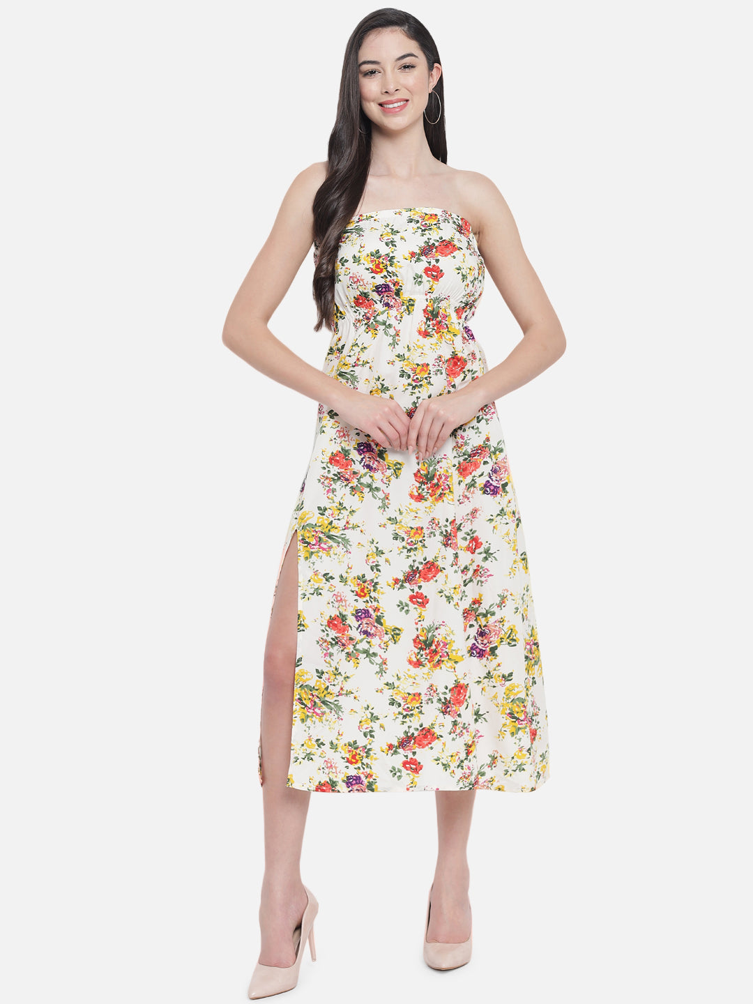 Multicolor Floral Sleeveless Tube Dress for Women