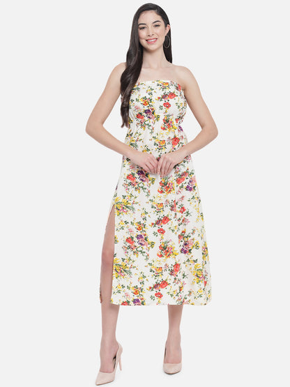 Multicolor Floral Sleeveless Tube Dress for Women