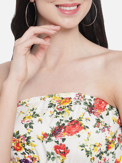 Multicolor Floral Sleeveless Tube Dress for Women
