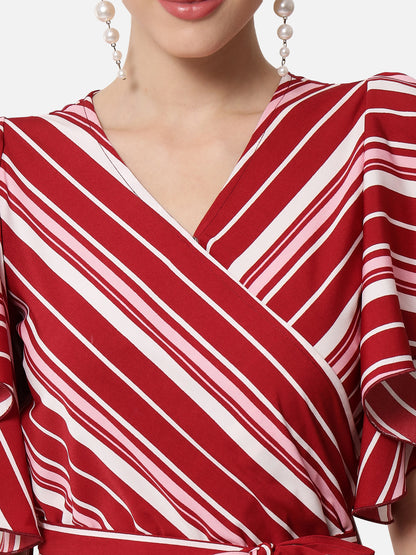 Multicolor Stripes V-neck Jumpsuit for Women