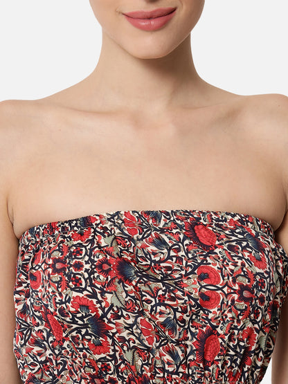 Floral Sleeveless Tube Dress for Women