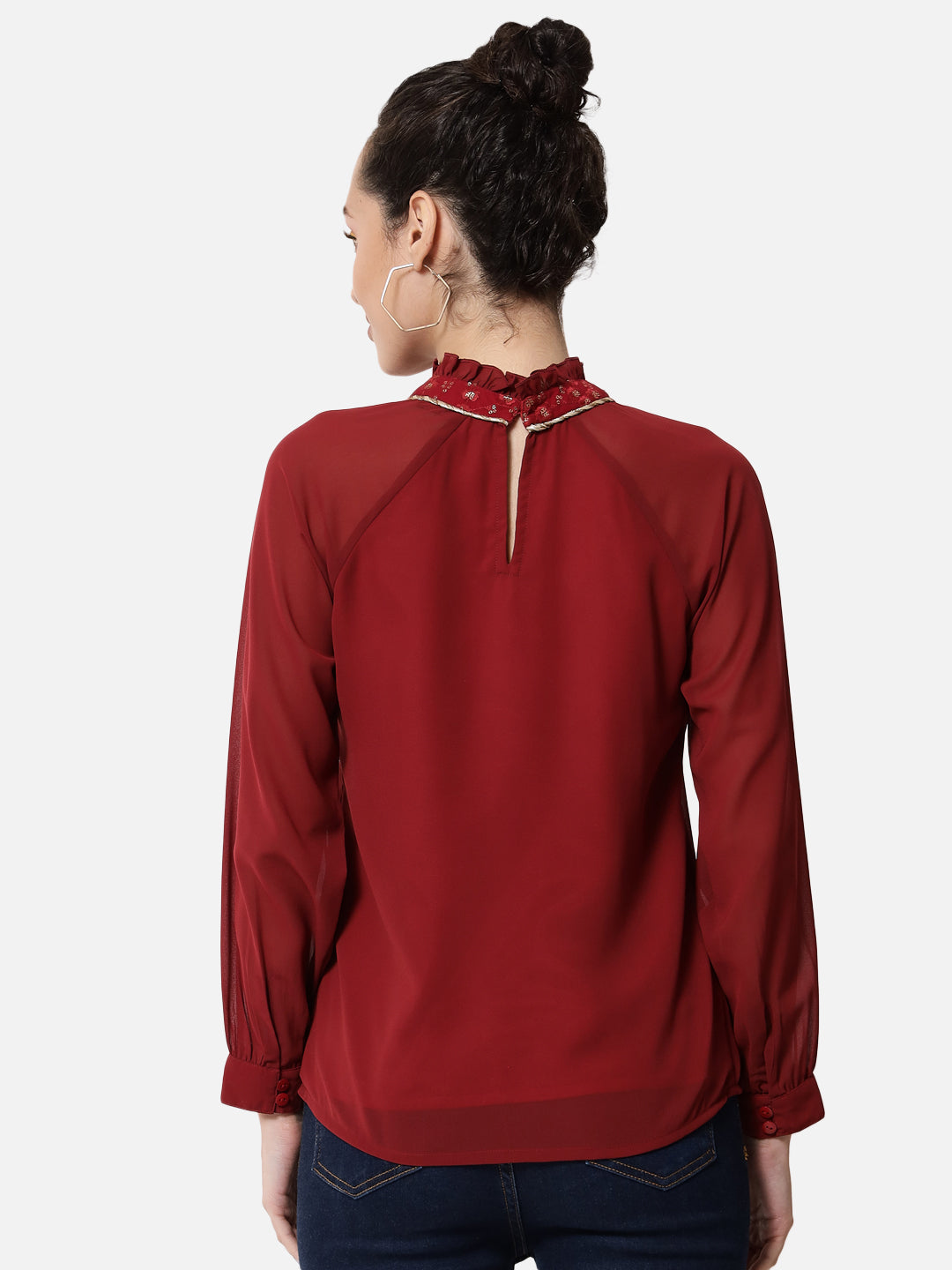 Solid High Neck Top for Women