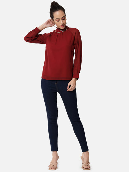 Solid High Neck Top for Women