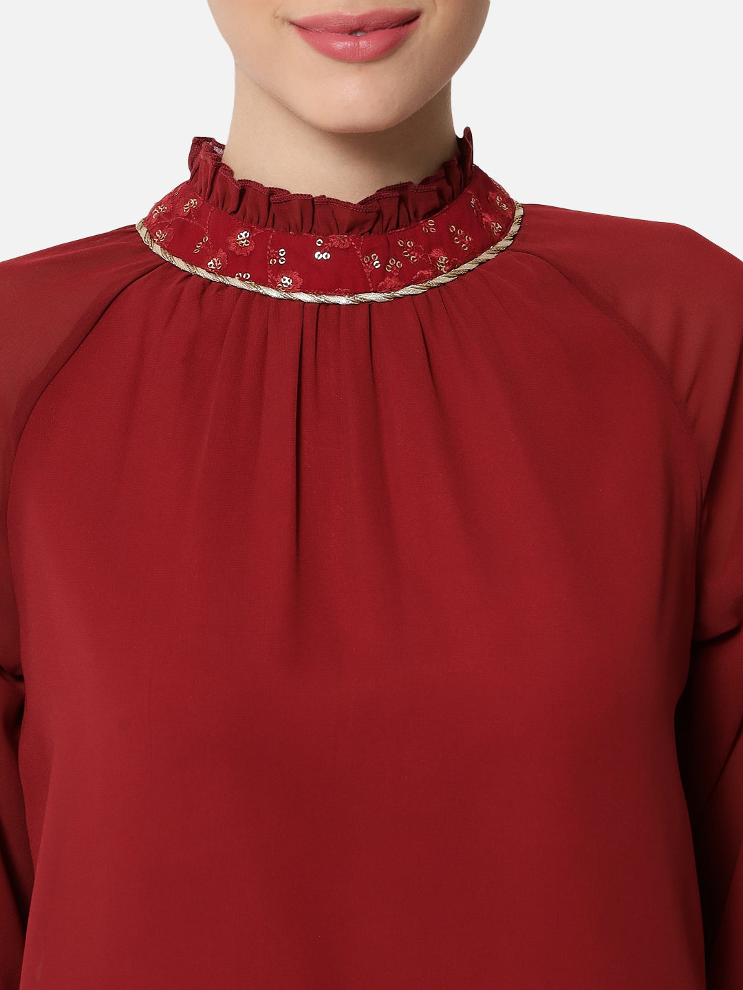 Solid High Neck Top for Women