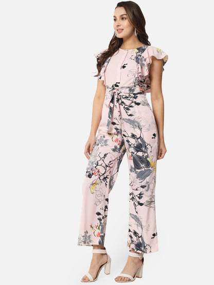 Pink Floral Sleeveless Jumpsuit for Women