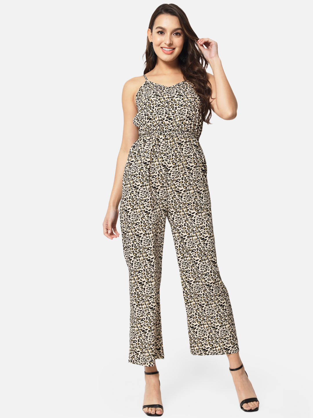 Tiger Print Sleeveless Jumpsuit for Women