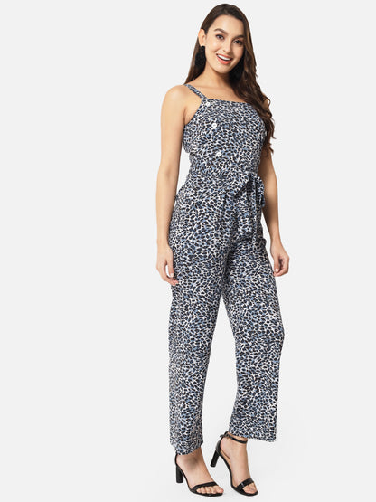 Tiger Printed Sleeveless Jumpsuit for Women