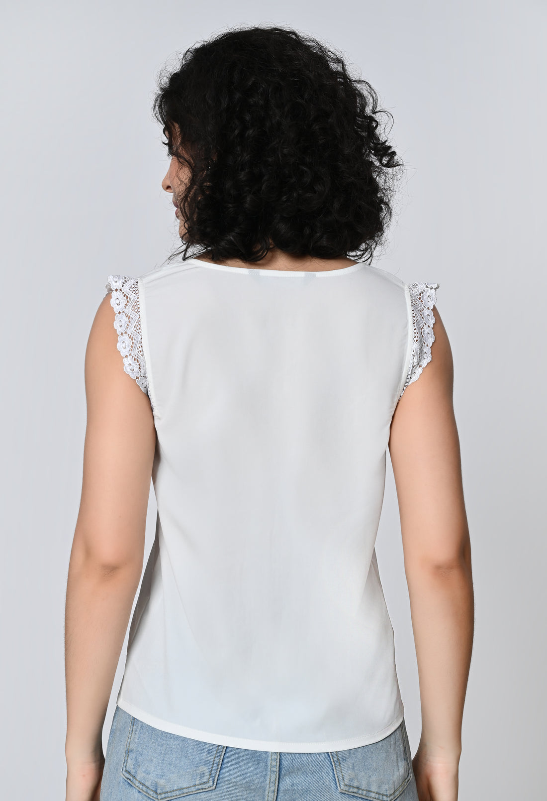 White Solid Top for Women