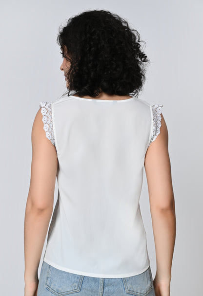 White Solid Top for Women