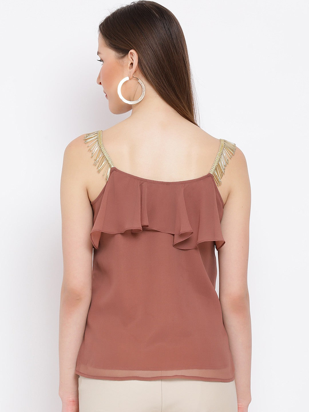 Solid Sleeveless Poly Georgette Top for Women