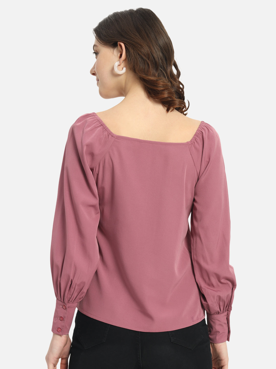 Pink Solid Full Cuff Sleeve Shirt for Women