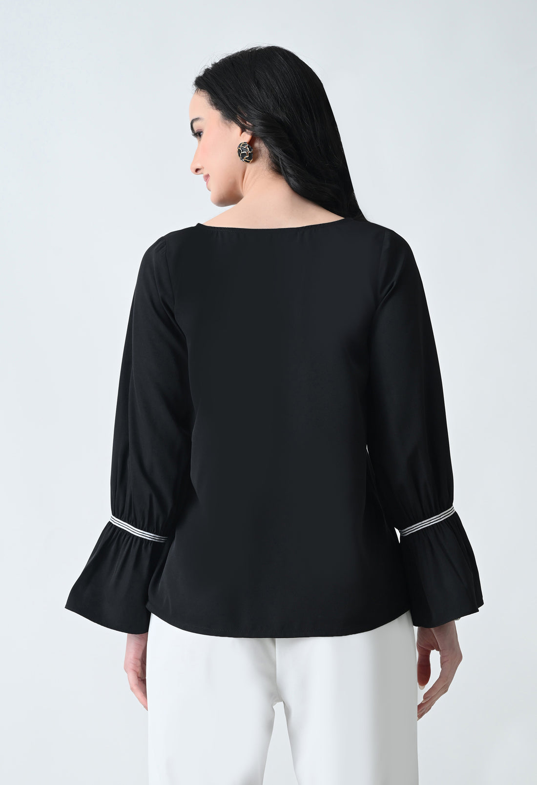 Embroidered Bell Sleeve Top for Women
