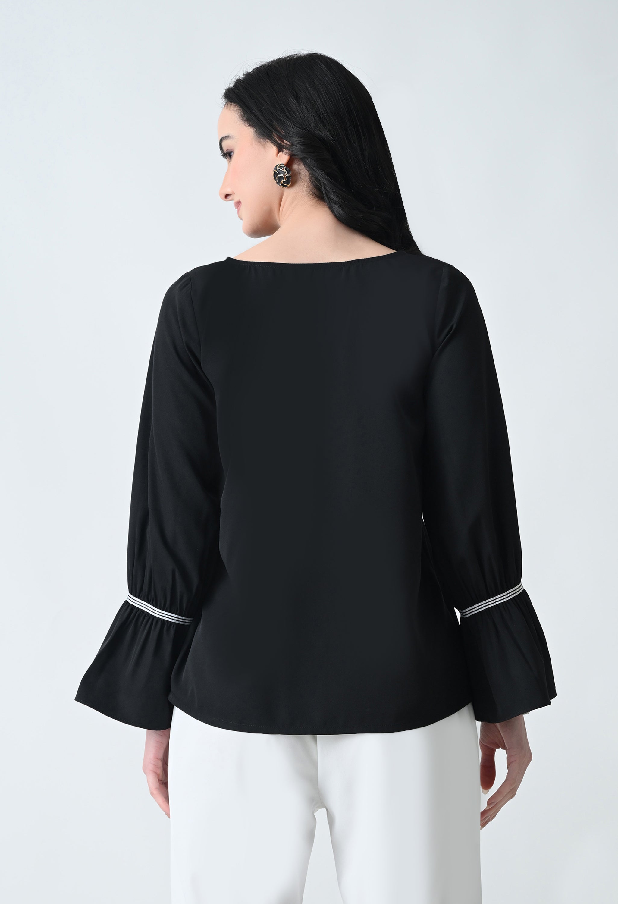 Embroidered Bell Sleeve Top for Women