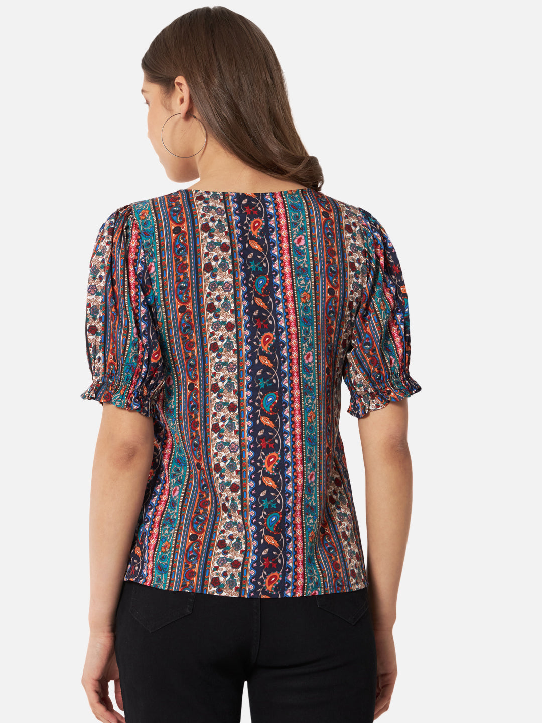 Multicolor Printed Half Sleeve Top for Women