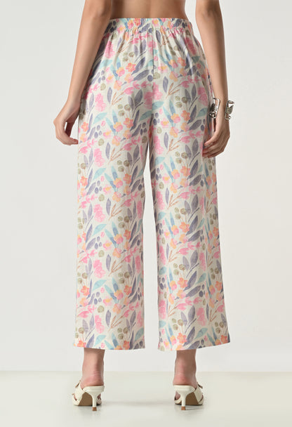 Multicolor Floral Printed Regular Fit Palazzo for Women
