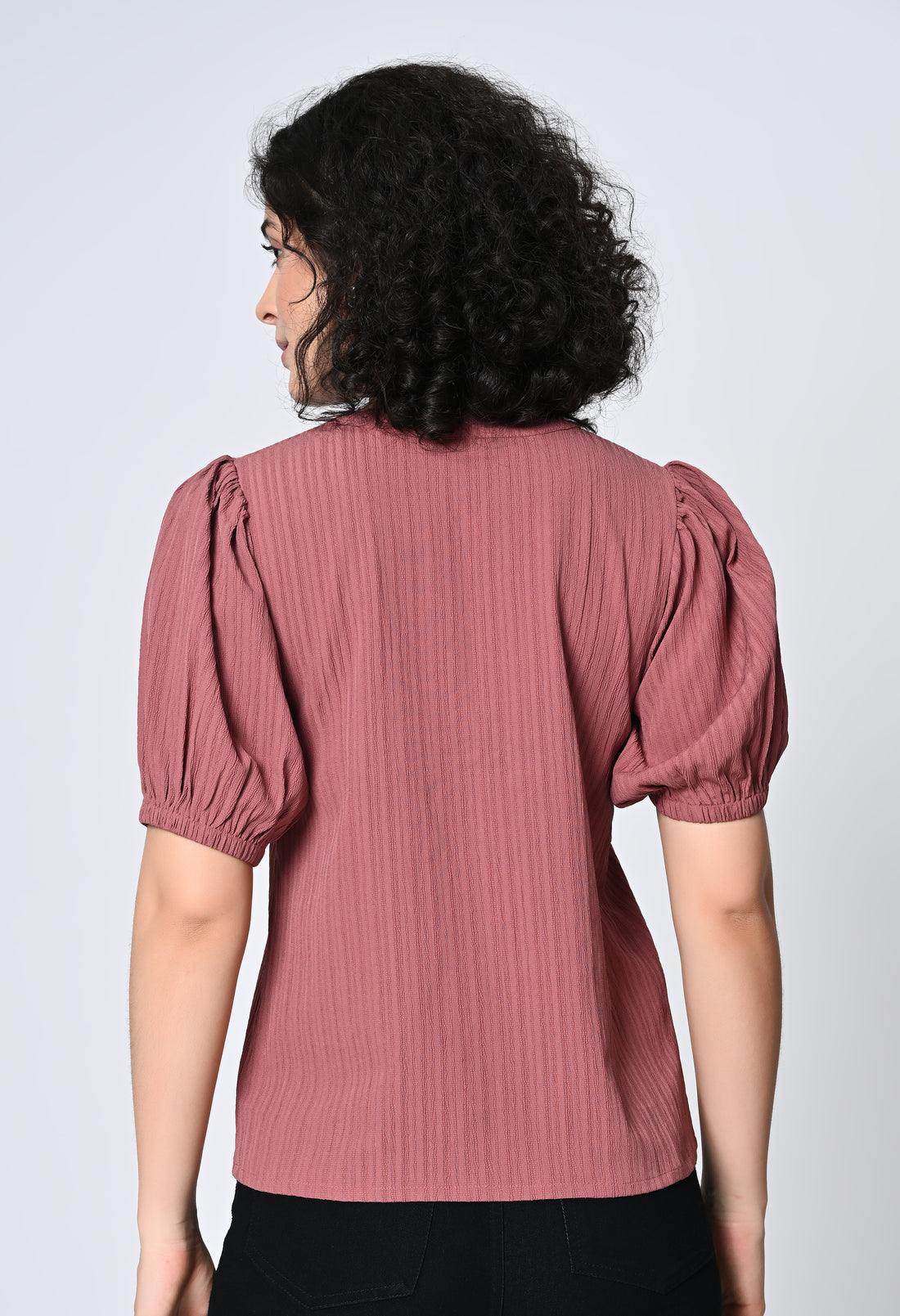 Solid Pink Half Sleeve Top for Women