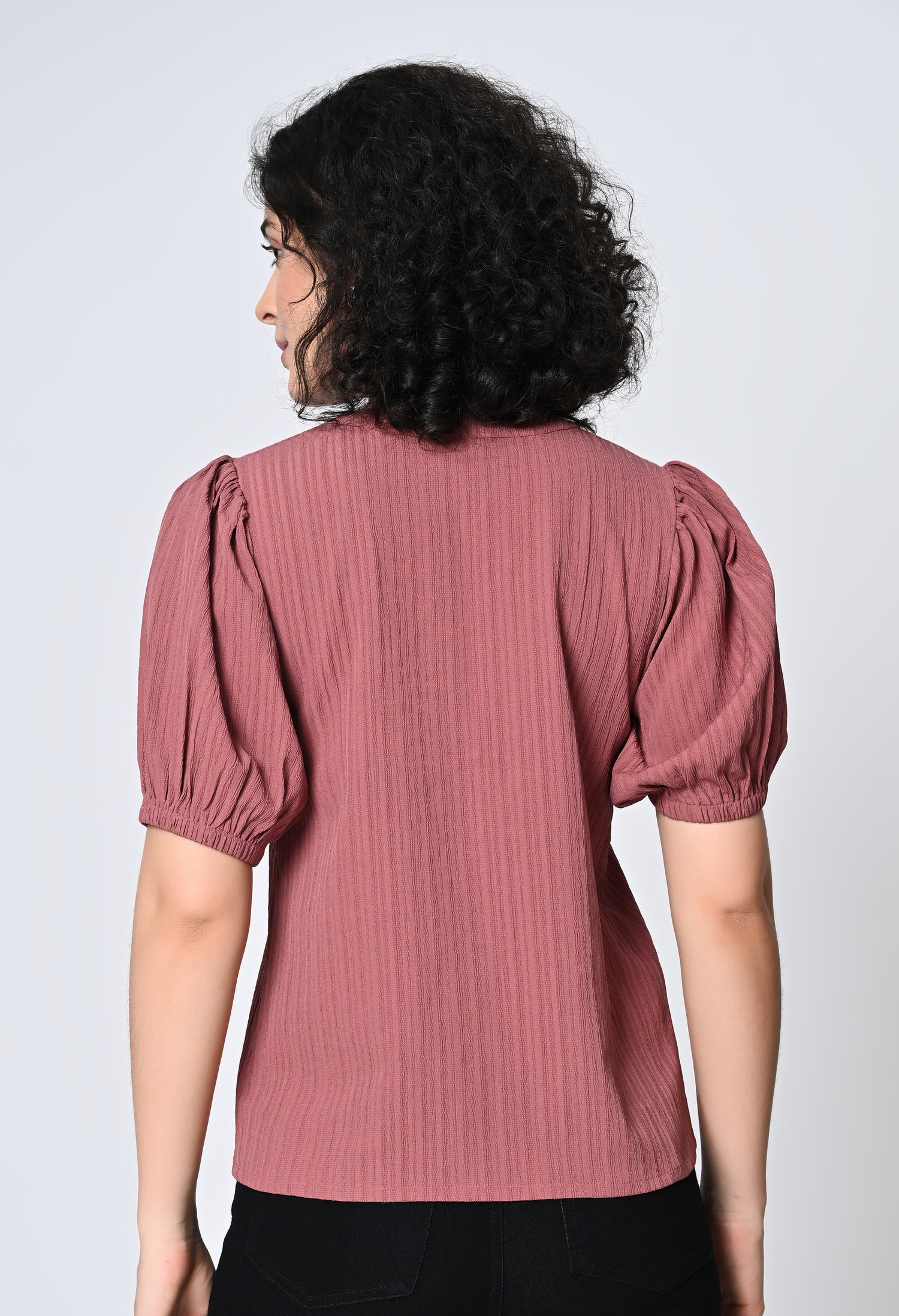 Solid Pink Half Sleeve Top for Women