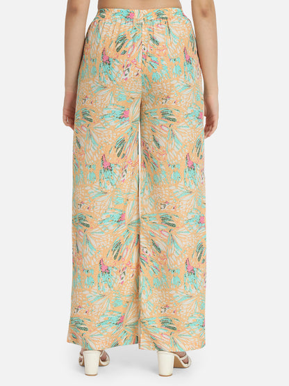 Multicolor Floral Regular Fit Straight Palazzo for Women