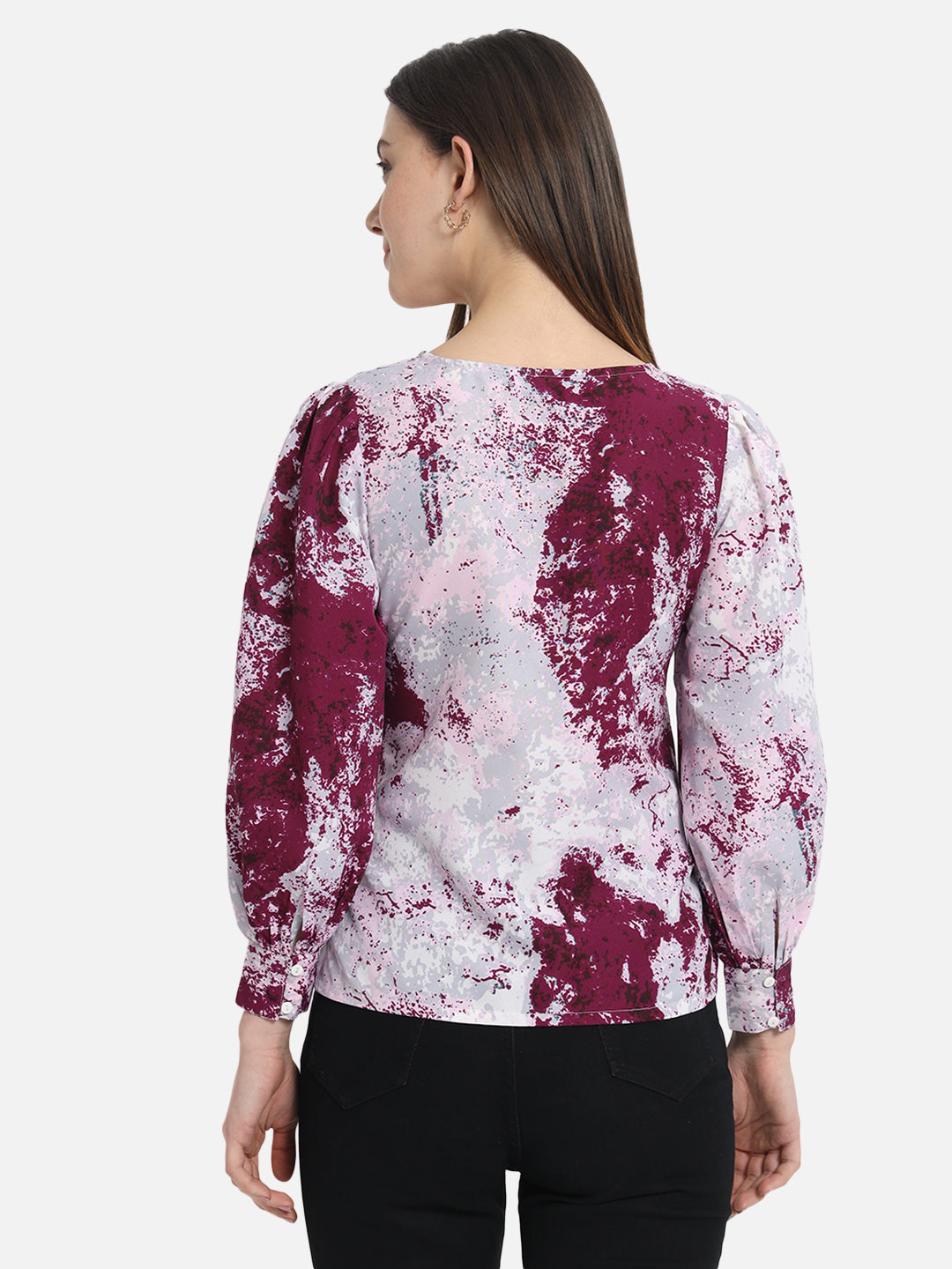 Multicolor Tie &amp; Dye Round Neck Top for Women