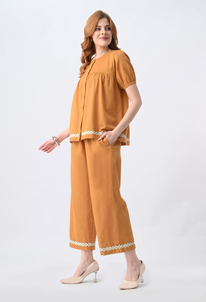 Women’s Solid Half Sleeve Top &amp; Palazzo Co-Ord Set