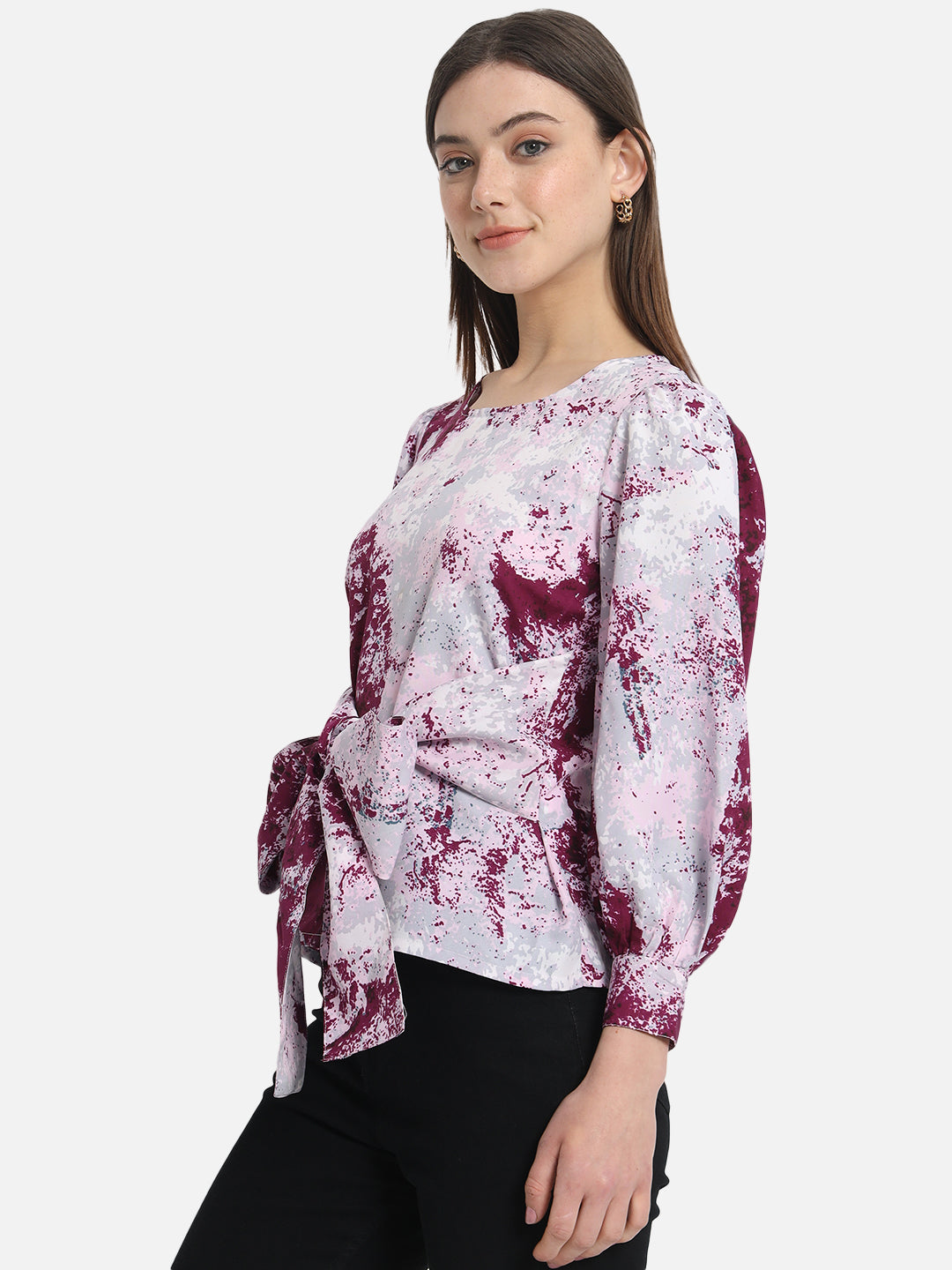 Multicolor Tie &amp; Dye Round Neck Top for Women