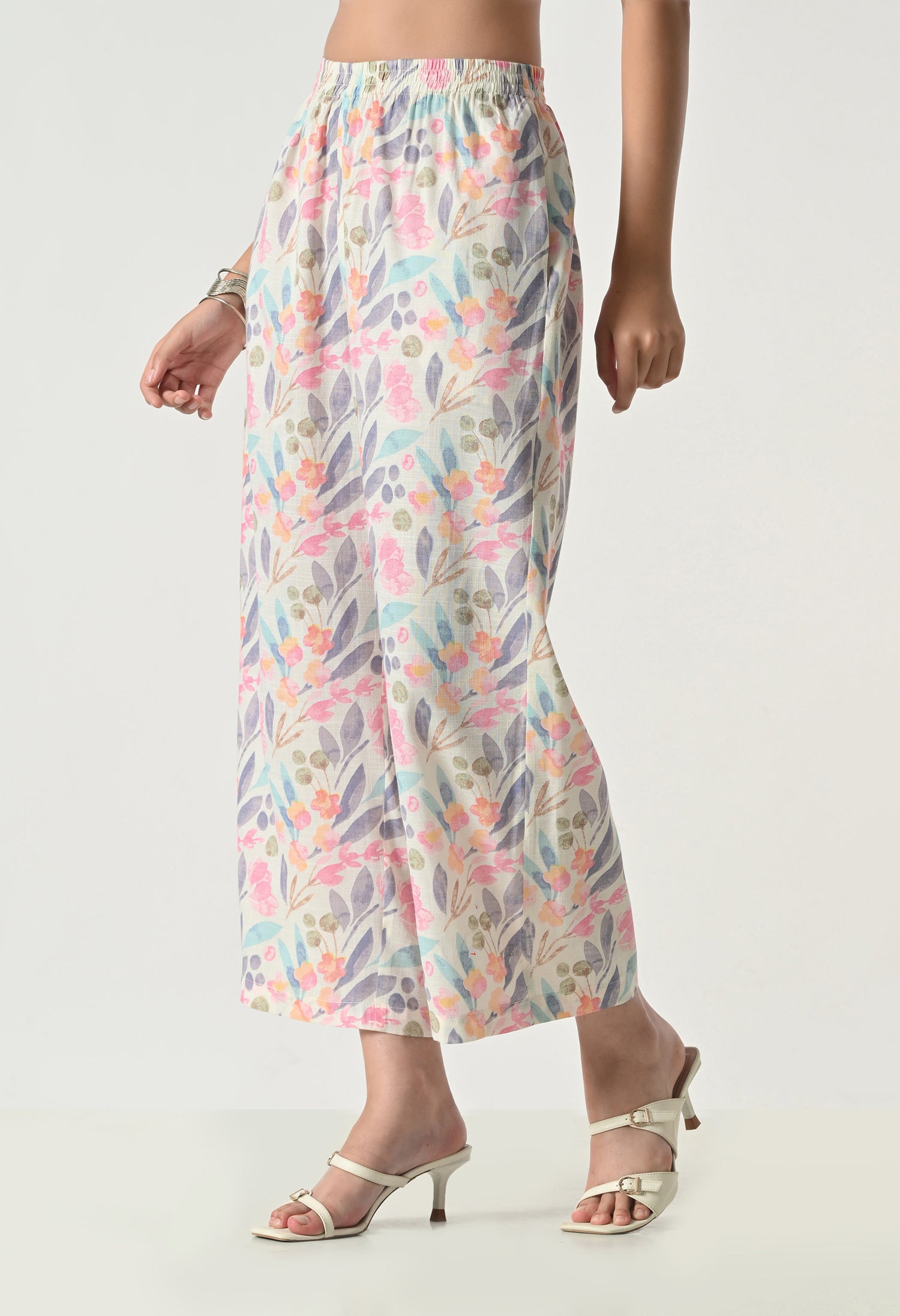 Multicolor Floral Printed Regular Fit Palazzo for Women