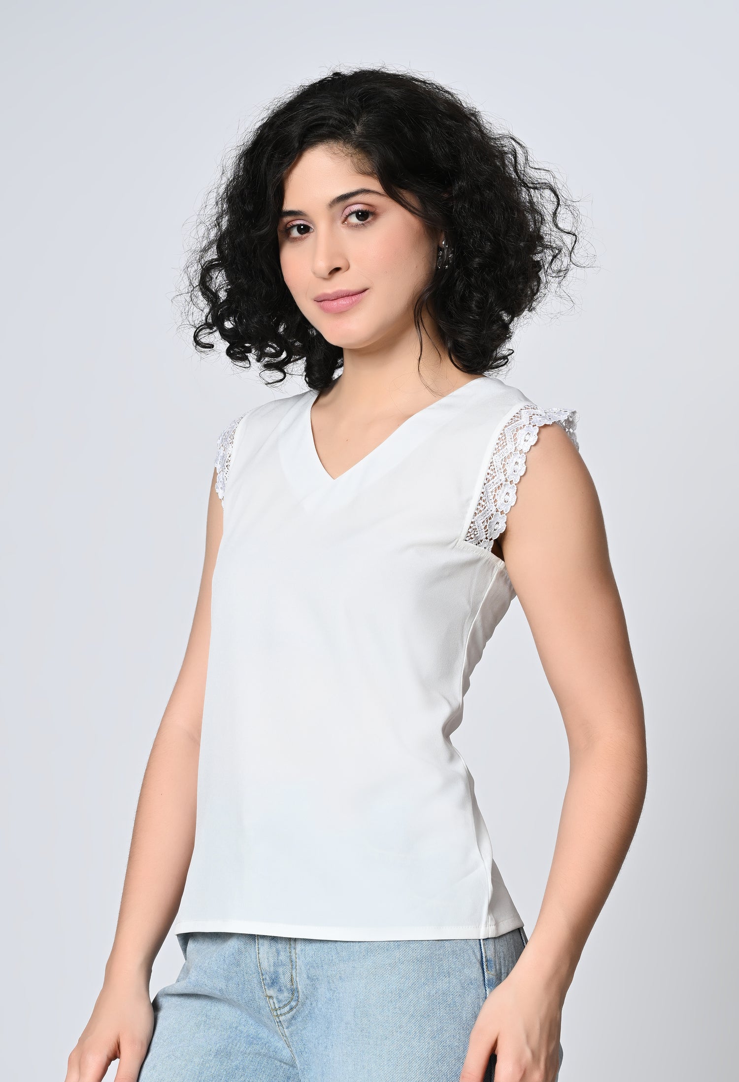 White Solid Top for Women