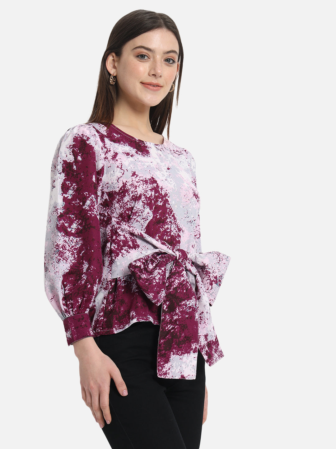 Multicolor Tie &amp; Dye Round Neck Top for Women