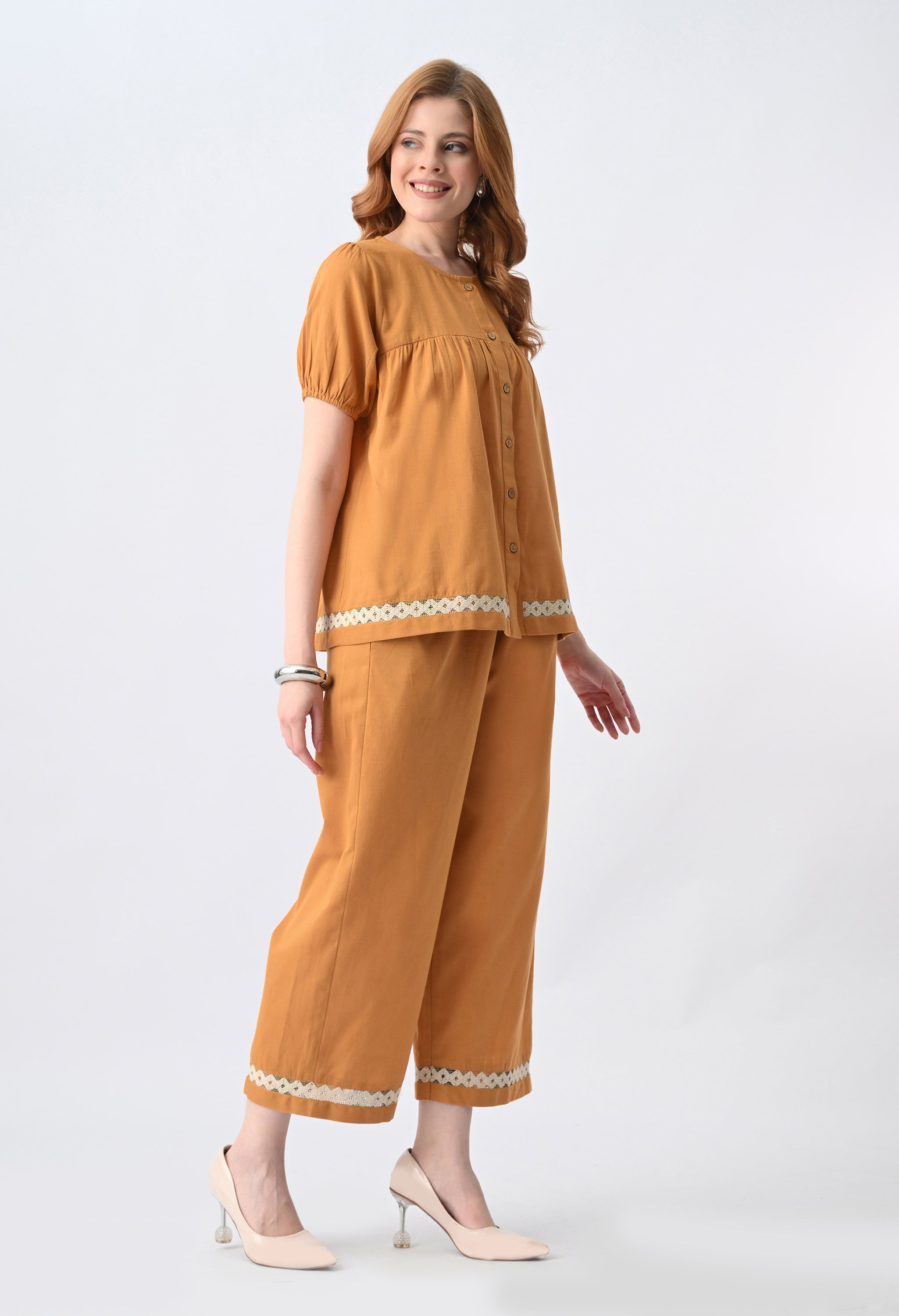 Women’s Solid Half Sleeve Top &amp; Palazzo Co-Ord Set