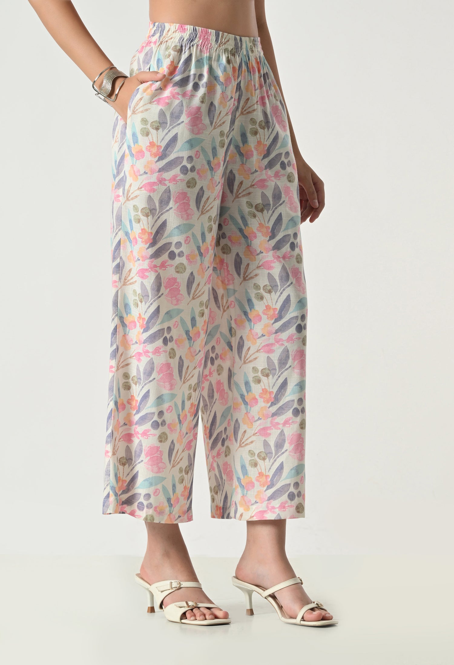 Multicolor Floral Printed Regular Fit Palazzo for Women