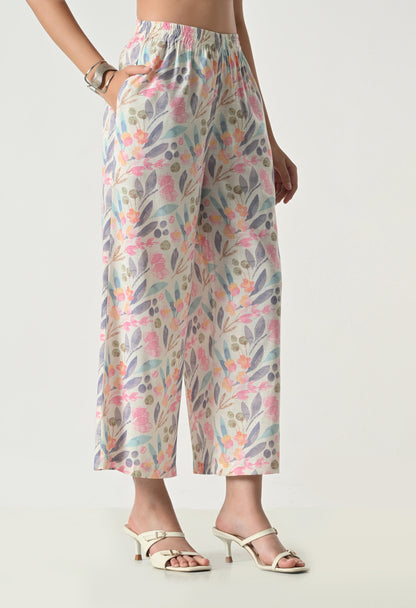 Multicolor Floral Printed Regular Fit Palazzo for Women