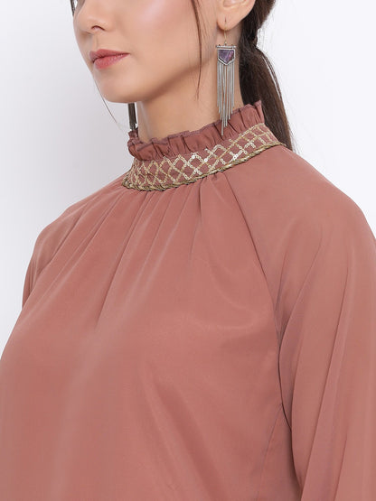 Solid High Neck Top for Women