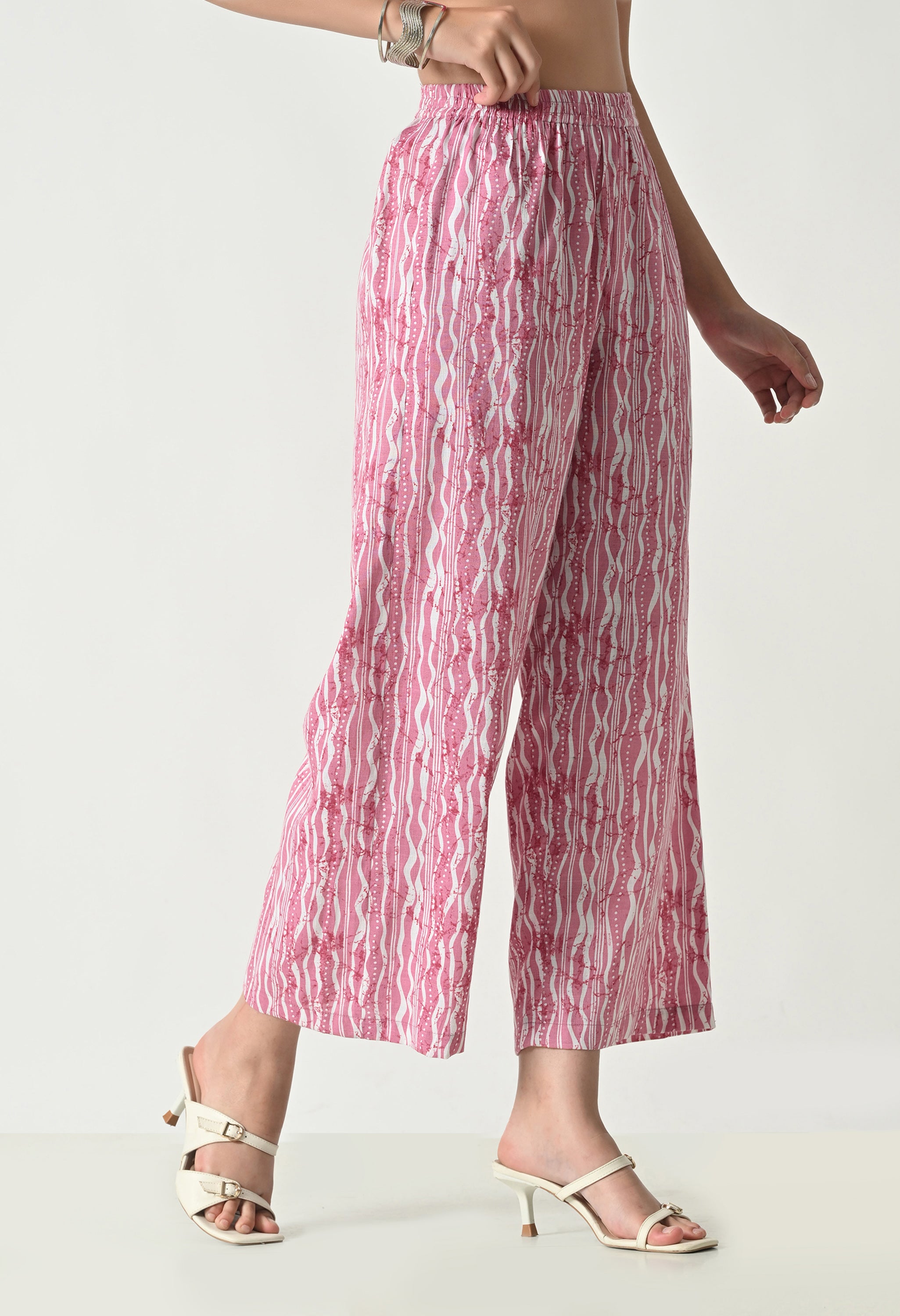 Pink Floral Printed Regular Fit Palazzo for Women